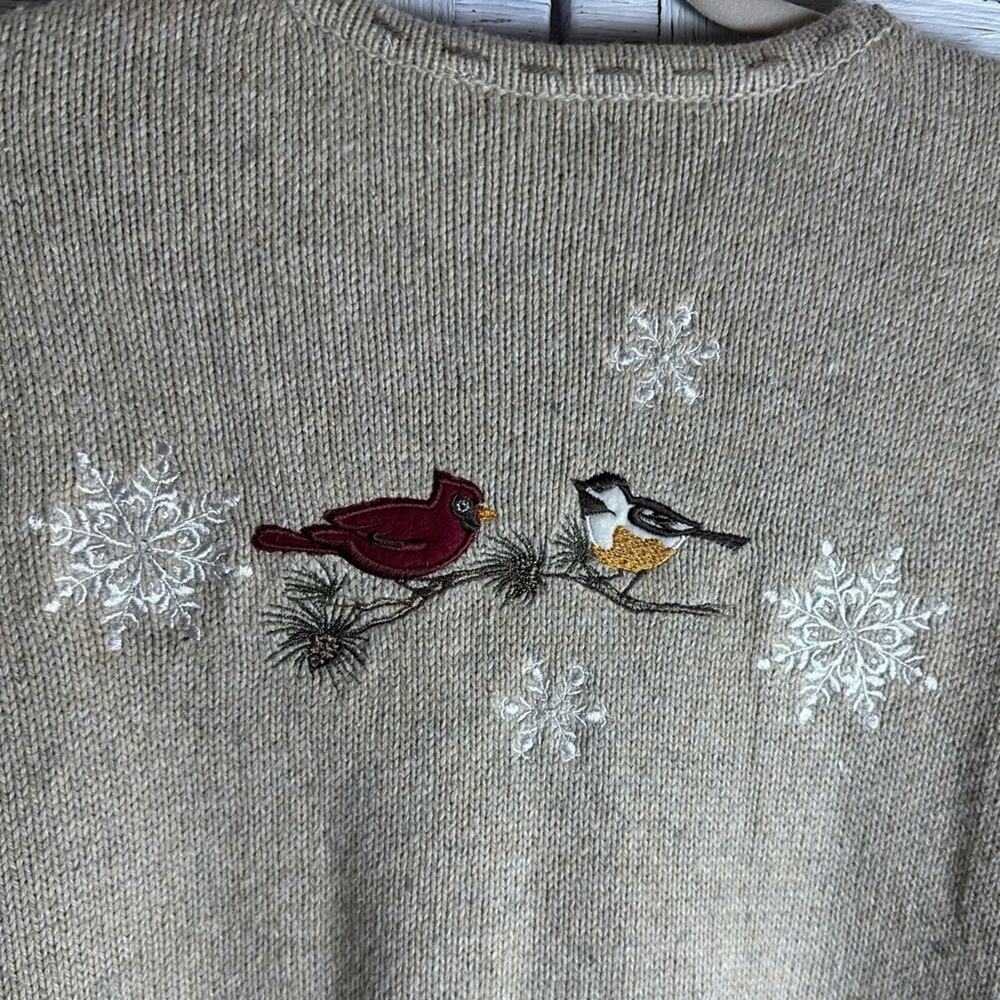 Vintage Croft & Barrow Womens Cardigan Embroidered Sweater birds Christmas - Picture 5 of 11